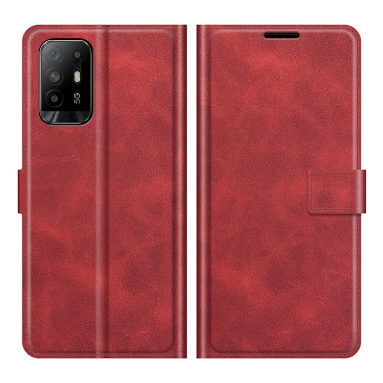 Magnetic Clasp Shockproof Phone Case Wallet Stand Flip Leather Cover for Oppo A94 5G - Red