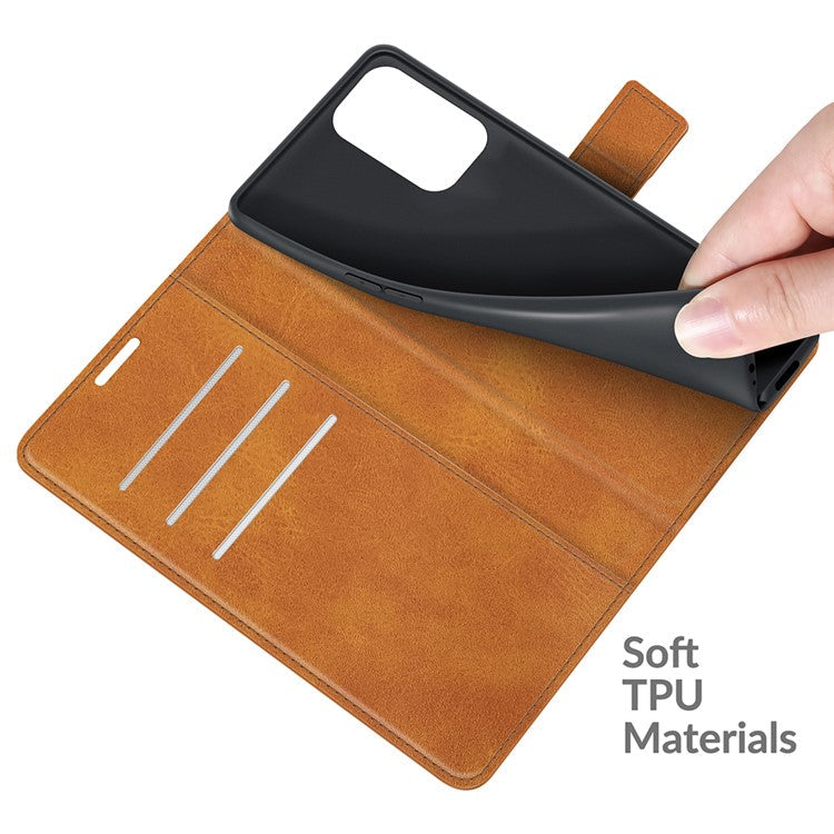 Magnetic Clasp Shockproof Phone Case Wallet Stand Flip Leather Cover for Oppo A94 5G - Orange