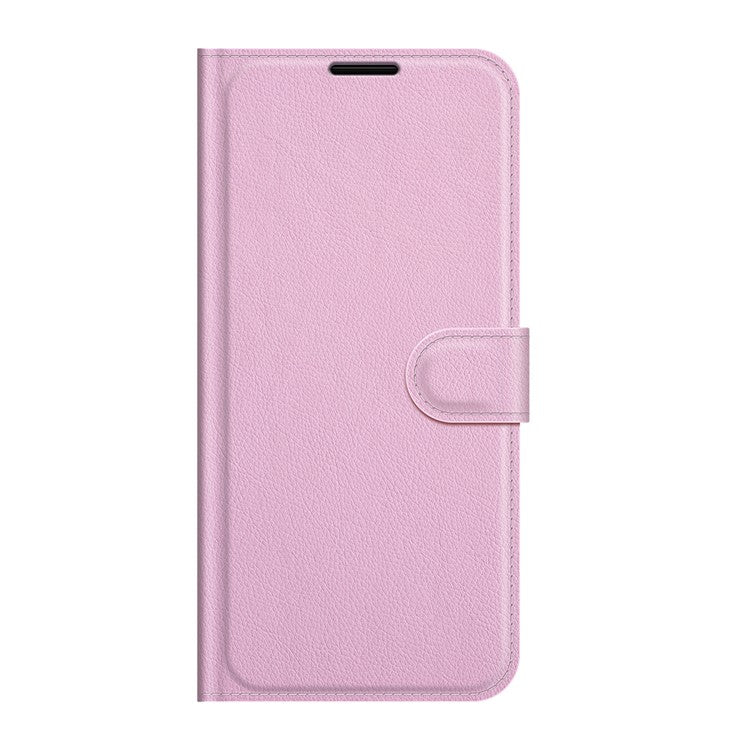 Wallet Design Litchi Texture Leather Phone Case Folio Flip Cover with Stand for Realme C21 - Pink