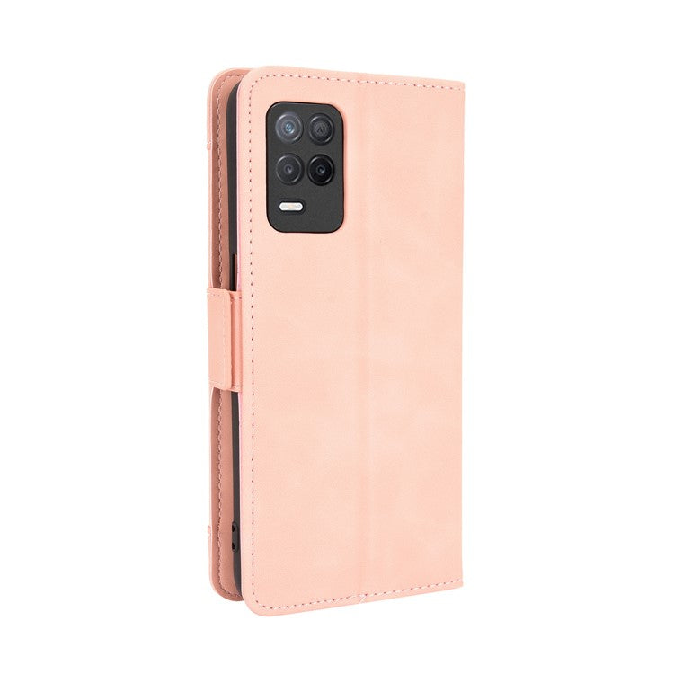 Multiple Card Slots Design Wallet Stand Leather Phone Case for Realme 8 5G/V13 5G/Narzo 30 5G - Pink