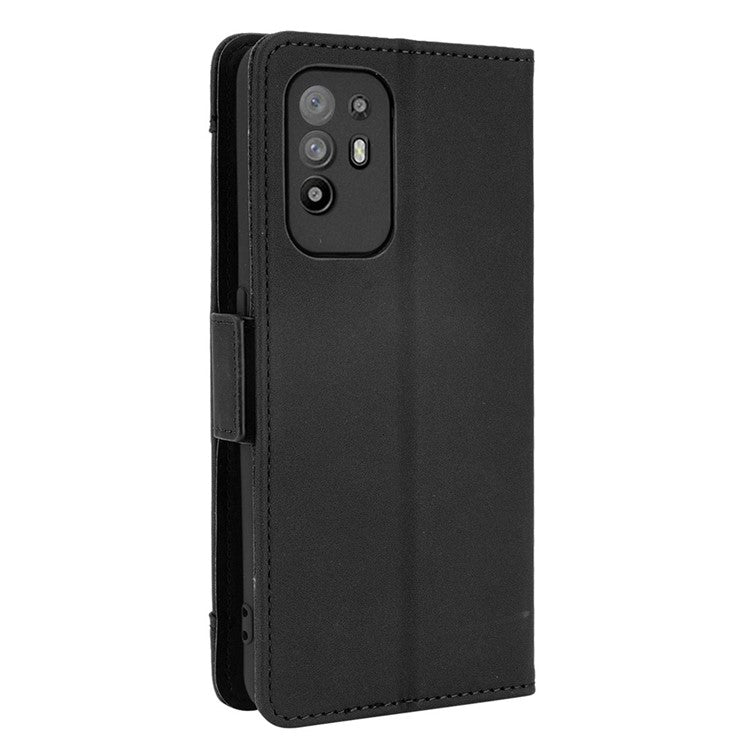 Leather Phone Wallet Design Stand Feature Protective Cover Case with Multiple Card Slots for Oppo A94 5G/Reno5 Z/F19 Pro+ 5G - Black