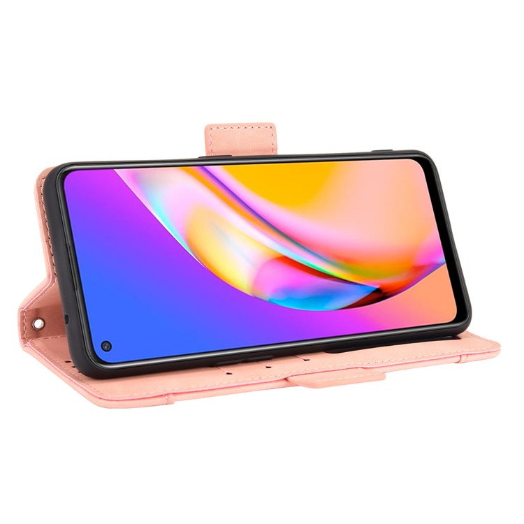 Leather Phone Wallet Design Stand Feature Protective Cover Case with Multiple Card Slots for Oppo A94 5G/Reno5 Z/F19 Pro+ 5G - Pink