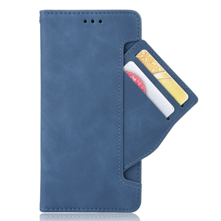 Leather Phone Wallet Design Stand Feature Protective Cover Case with Multiple Card Slots for Oppo A94 5G/Reno5 Z/F19 Pro+ 5G - Blue