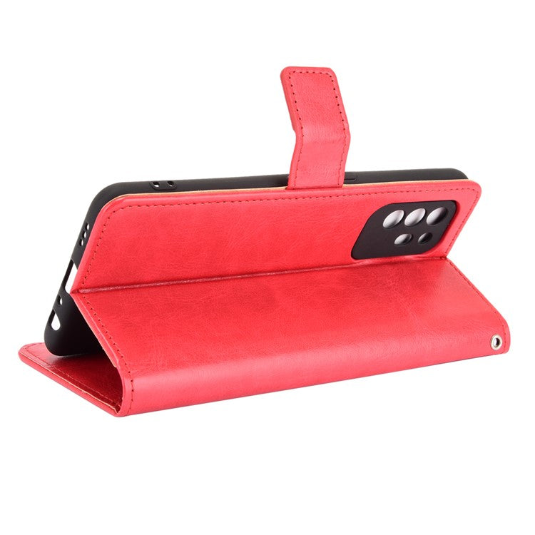 Wallet Stand Design Crazy Horse Skin Leather Shell with Strap for Oppo A94 5G/Reno5 Z/F19 Pro+ 5G - Red