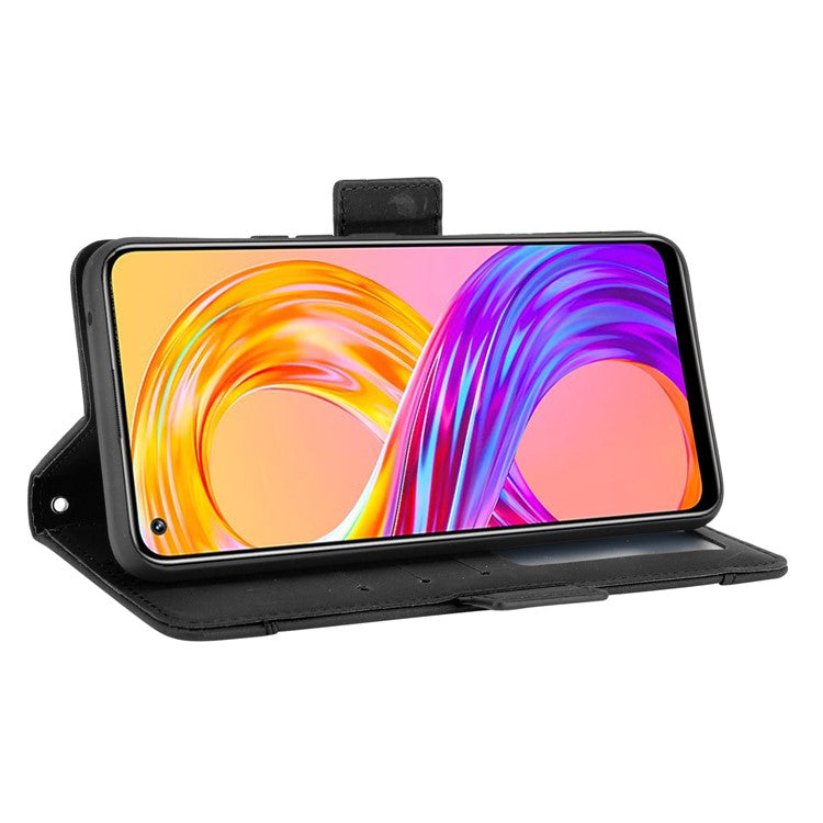 Multiple Card Slots Design Leather Phone Case Cover Wallet Stand for Realme 8 4G/8 Pro 4G - Black
