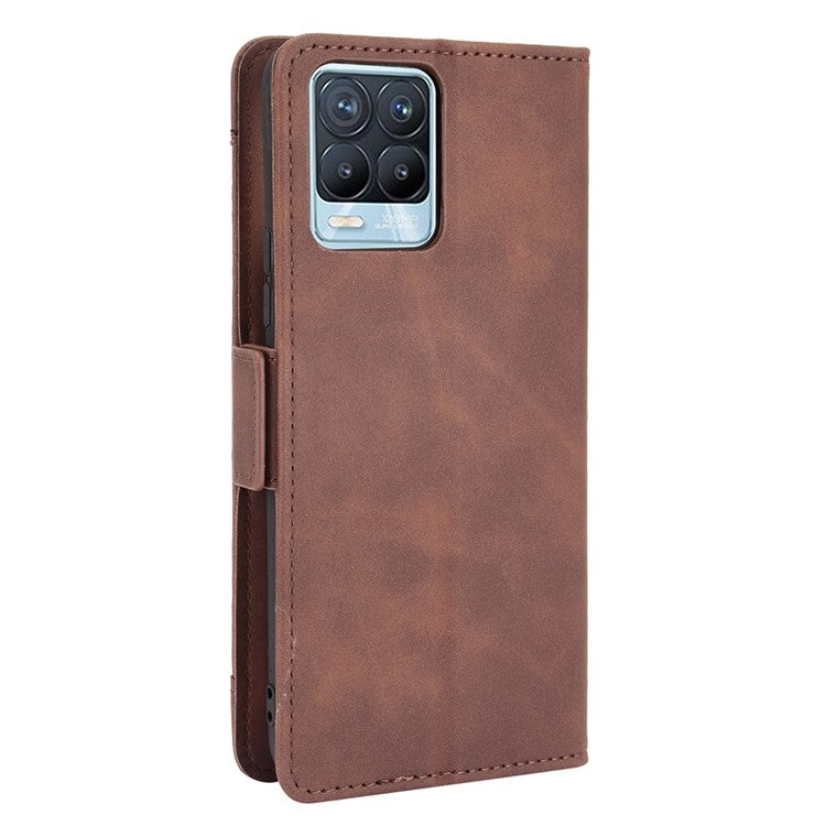 Multiple Card Slots Design Leather Phone Case Cover Wallet Stand for Realme 8 4G/8 Pro 4G - Brown