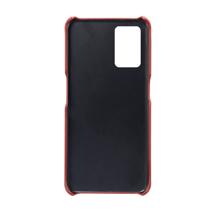 KSQ Double Card Slots PU Leather Coated PC Phone Cover Case for Oppo A74 4G / Oppo F19 - Red