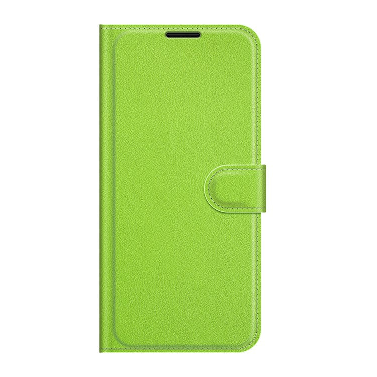 Litchi Texture Leather Wallet Phone Case Folio Flip Cover with Stand for Oppo F19 / A74 4G - Green