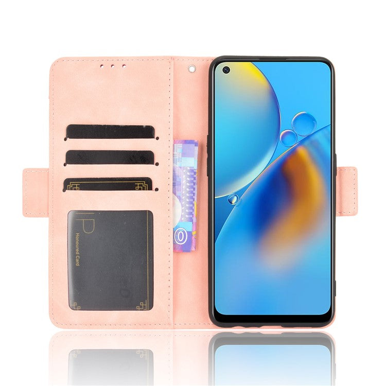 Multiple Card Slots Design Stand Leather Wallet Phone Case for Oppo A74 4G/F19 - Pink