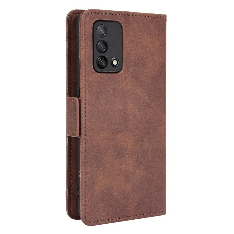Multiple Card Slots Design Stand Leather Wallet Phone Case for Oppo A74 4G/F19 - Brown
