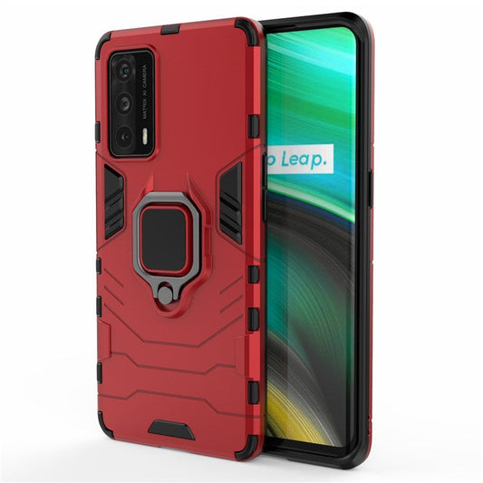 Cool Guard PC + TPU Kickstand Hybrid Phone Case with Stand for Realme X7 Pro Ultra - Red