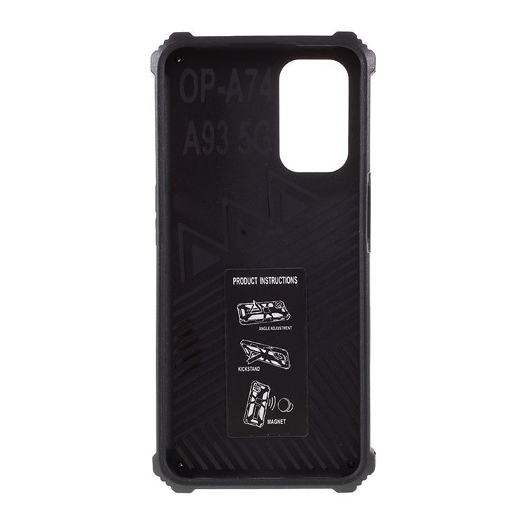 Camouflage Pattern Kickstand Design Detachable Drop-proof Phone Case Cover with Magnetic Sheet for Oppo A74 5G/A93 5G/OnePlus Nord N200 5G - Army Green