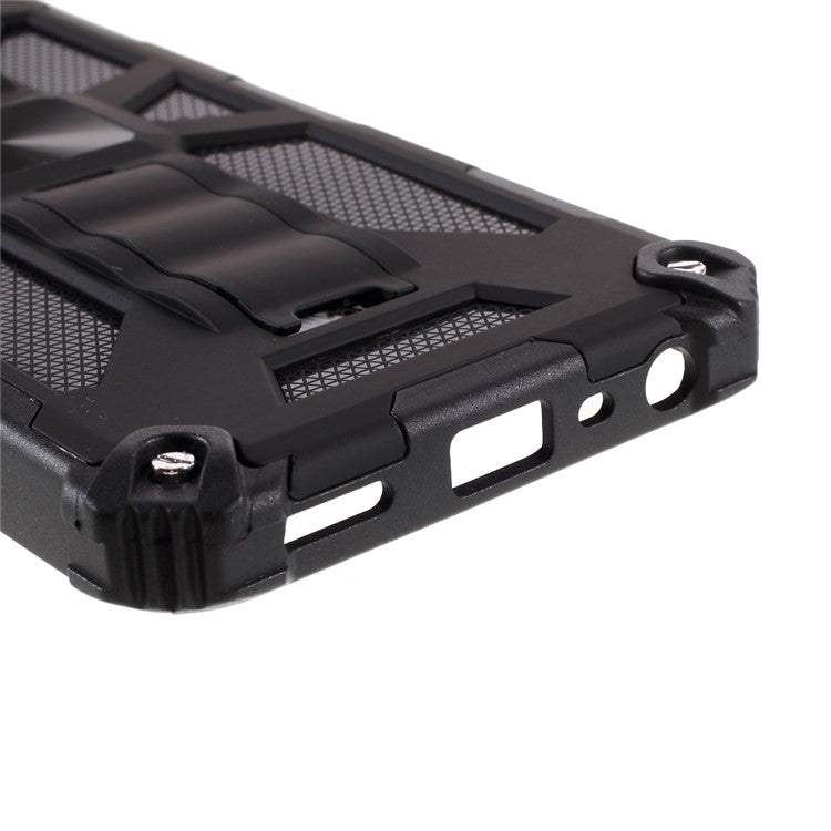 For Oppo A74 5G / A93 5G / OnePlus Nord N200 5G Kickstand PC+TPU Phone Case Armor Shockproof Cover with Magnetic Metal Sheet - Black