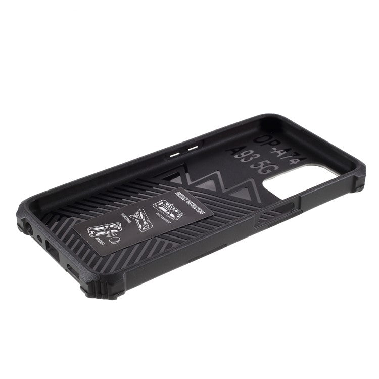 For Oppo A74 5G / A93 5G / OnePlus Nord N200 5G Kickstand PC+TPU Phone Case Armor Shockproof Cover with Magnetic Metal Sheet - Black