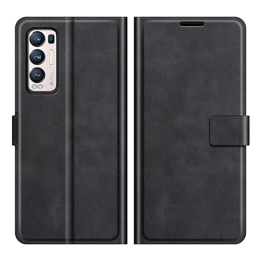 Wallet Leather Stand Case for OPPO Reno5 Pro Plus 5G/Find X3 Neo - Black