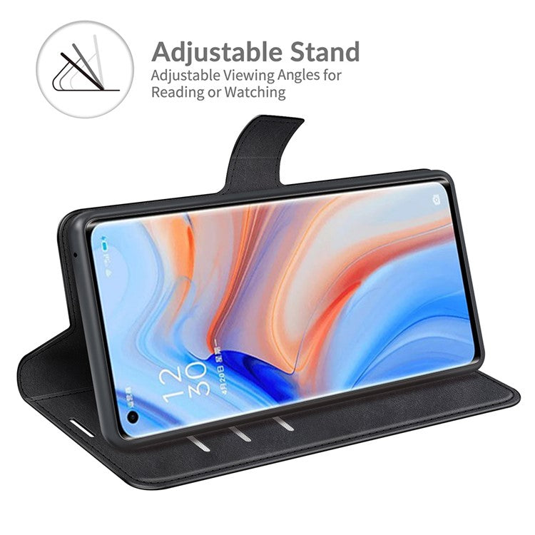 Wallet Leather Stand Case for OPPO Reno5 Pro Plus 5G/Find X3 Neo - Black