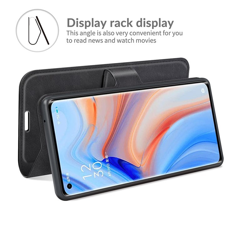 Wallet Leather Stand Case for OPPO Reno5 Pro Plus 5G/Find X3 Neo - Black
