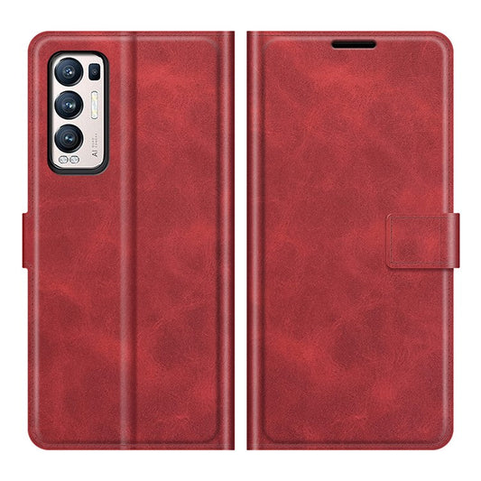Wallet Leather Stand Case for OPPO Reno5 Pro Plus 5G/Find X3 Neo - Red
