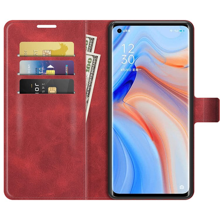 Wallet Leather Stand Case for OPPO Reno5 Pro Plus 5G/Find X3 Neo - Red