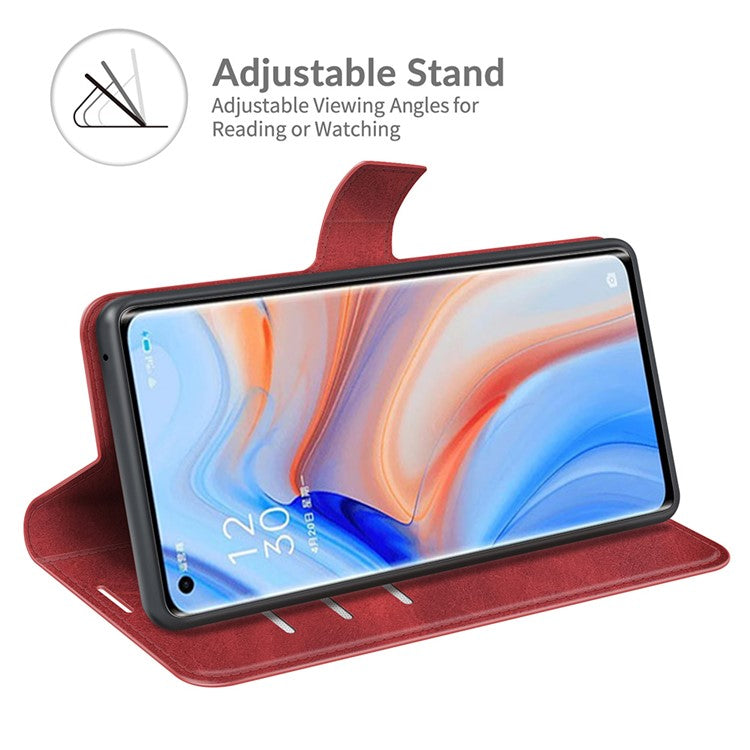 Wallet Leather Stand Case for OPPO Reno5 Pro Plus 5G/Find X3 Neo - Red