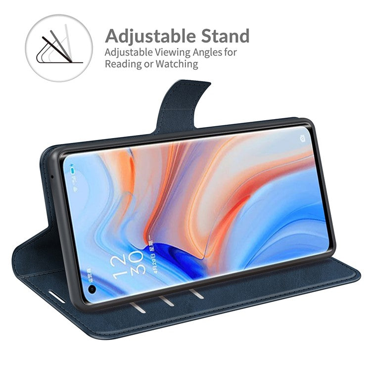 Wallet Leather Stand Case for OPPO Reno5 Pro Plus 5G/Find X3 Neo - Blue