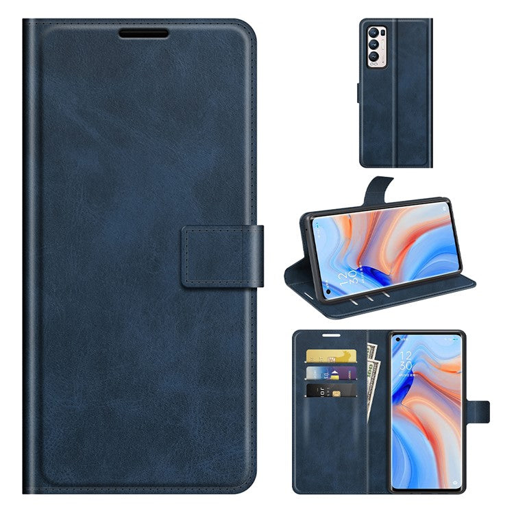 Wallet Leather Stand Case for OPPO Reno5 Pro Plus 5G/Find X3 Neo - Blue