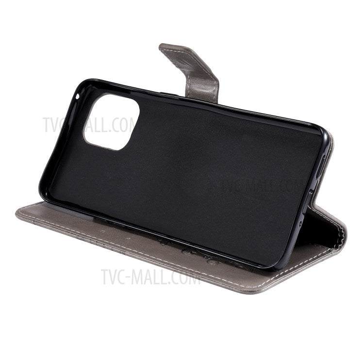 KT Imprinting Flower Series-2 Wallet Stand Leather Butterflies Pattern Phone Covering Case for Oppo Find X3 Pro / Find X3 - Grey