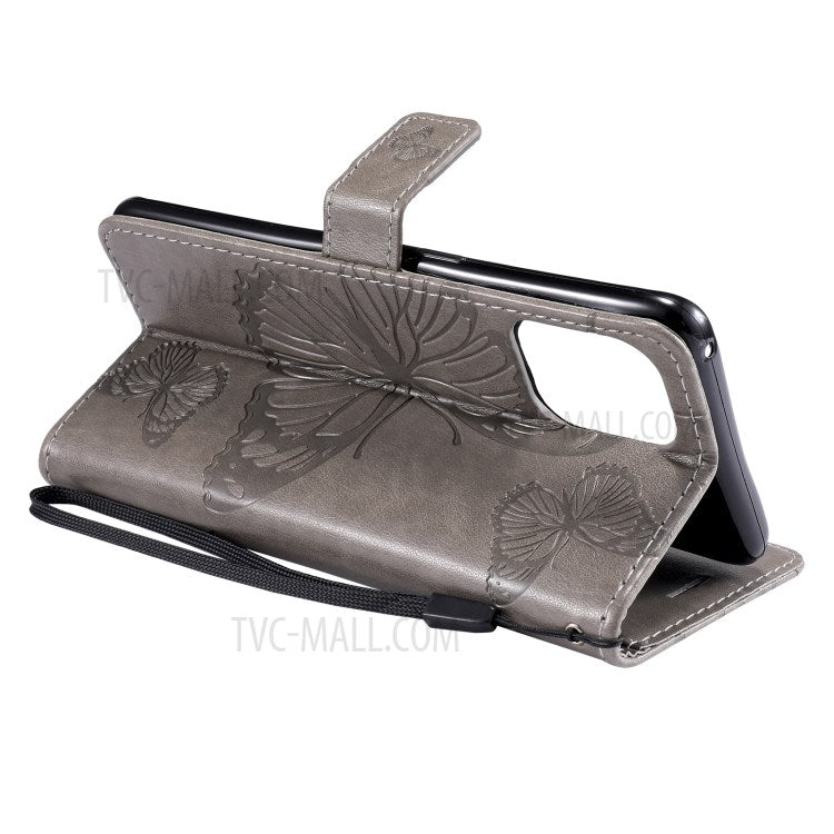 KT Imprinting Flower Series-2 Wallet Stand Leather Butterflies Pattern Phone Covering Case for Oppo Find X3 Pro / Find X3 - Grey
