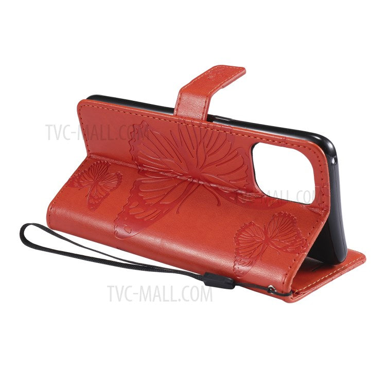 KT Imprinting Flower Series-2 Wallet Stand Leather Butterflies Pattern Phone Covering Case for Oppo Find X3 Pro / Find X3 - Orange