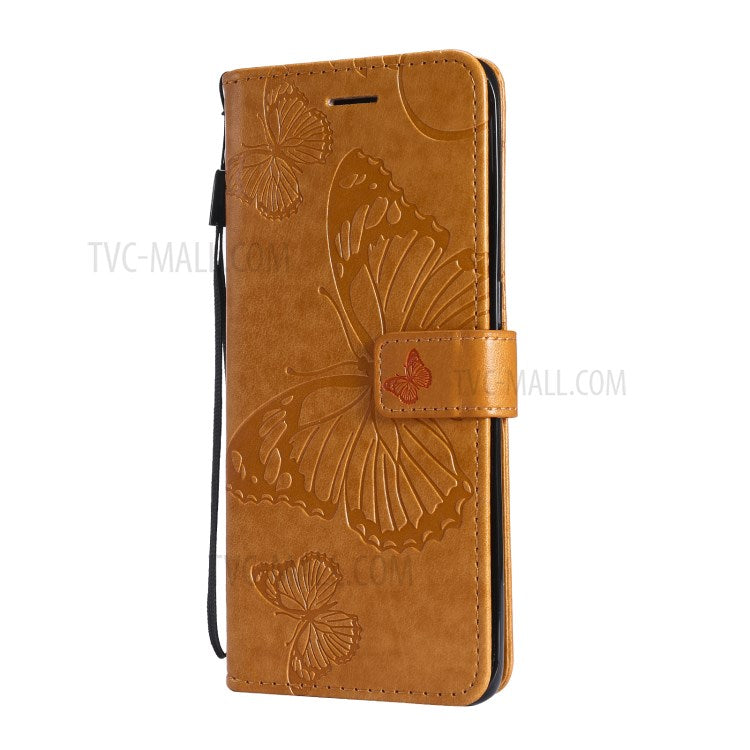 KT Imprinting Flower Series-2 Wallet Stand Leather Butterflies Pattern Phone Covering Case for Oppo Find X3 Pro / Find X3 - Yellow