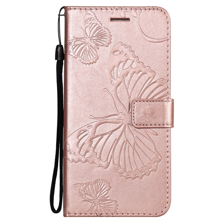 KT Imprinting Flower Series-2 Imprint Butterflies Pattern Wallet Stand Leather Phone Covering Case for Realme 8 / Realme 8 Pro 4G - Rose Gold