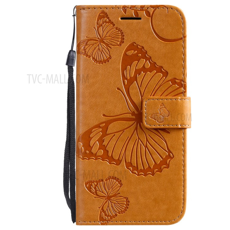 KT Imprinting Flower Series-2 Imprint Butterflies Pattern Wallet Stand Leather Phone Covering Case for Realme 8 / Realme 8 Pro 4G - Yellow
