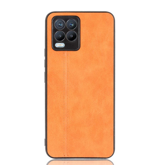 PC+TPU PU Leather Coated Stitching Line Design Phone Protection Case for Realme 8/8 Pro 4G - Yellow