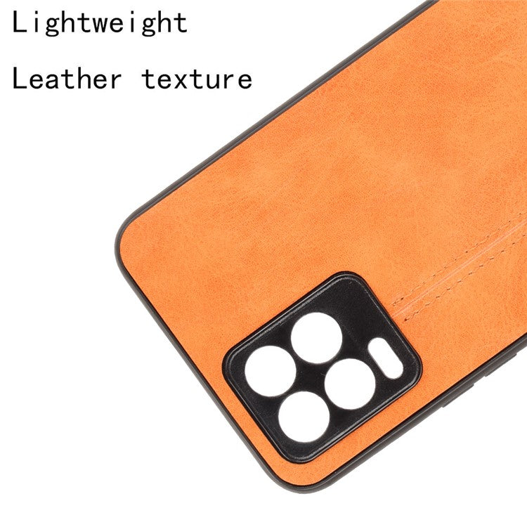 PC+TPU PU Leather Coated Stitching Line Design Phone Protection Case for Realme 8/8 Pro 4G - Yellow