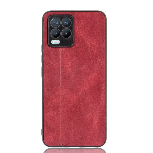PC+TPU PU Leather Coated Stitching Line Design Phone Protection Case for Realme 8/8 Pro 4G - Red