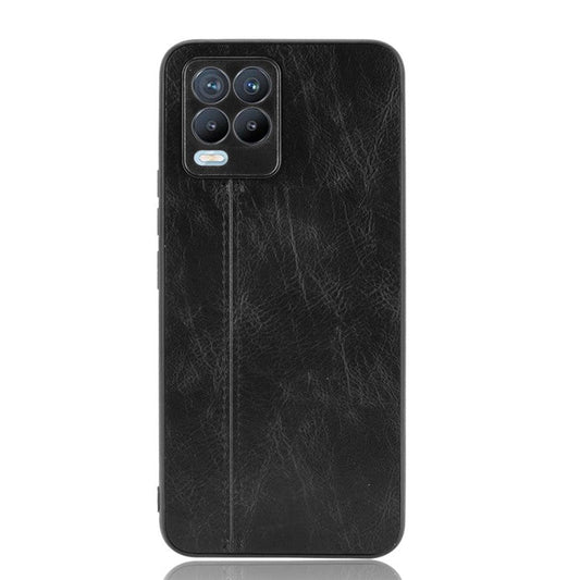 PC+TPU PU Leather Coated Stitching Line Design Phone Protection Case for Realme 8/8 Pro 4G - Black