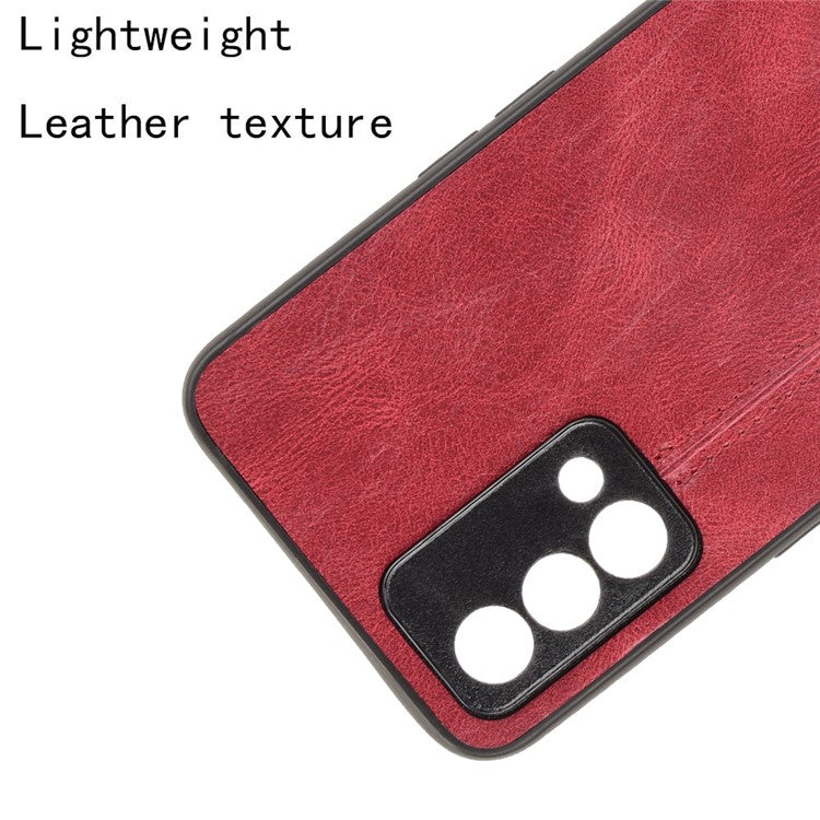 Stitching Line Design PU Leather Coated PC+TPU Protective Cell Phone Back Case for Oppo K9 - Red