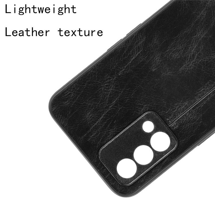 Stitching Line Design PU Leather Coated PC+TPU Protective Cell Phone Back Case for Oppo K9 - Black