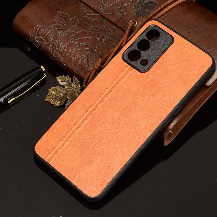Stitching Line Design PU Leather Coated PC+TPU Protective Cell Phone Back Case for Oppo K9 - Yellow