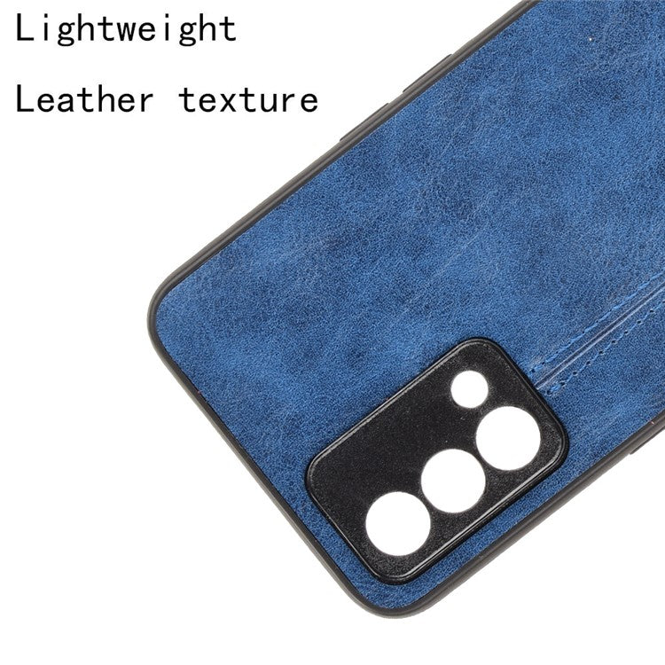 Stitching Line Design PU Leather Coated PC+TPU Protective Cell Phone Back Case for Oppo K9 - Blue
