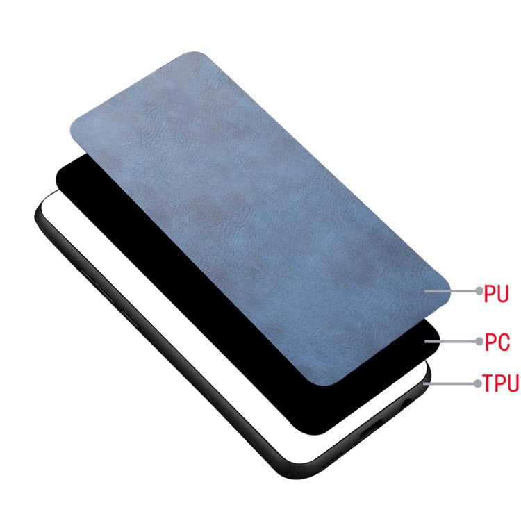 Stitching Line Design PU Leather Coated PC+TPU Protective Cell Phone Back Case for Oppo K9 - Blue