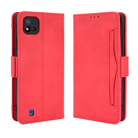 Multiple Card Slots Wallet Leather Stand Cover for Realme C11 2021 / C20 / C20A Phone Case - Red