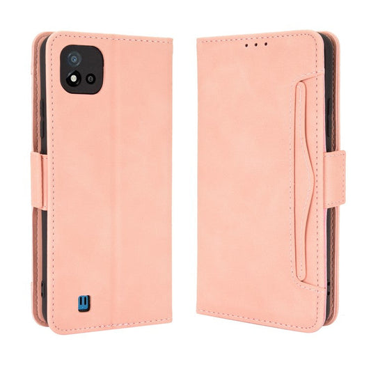 Multiple Card Slots Wallet Leather Stand Cover for Realme C11 2021 / C20 / C20A Phone Case - Pink