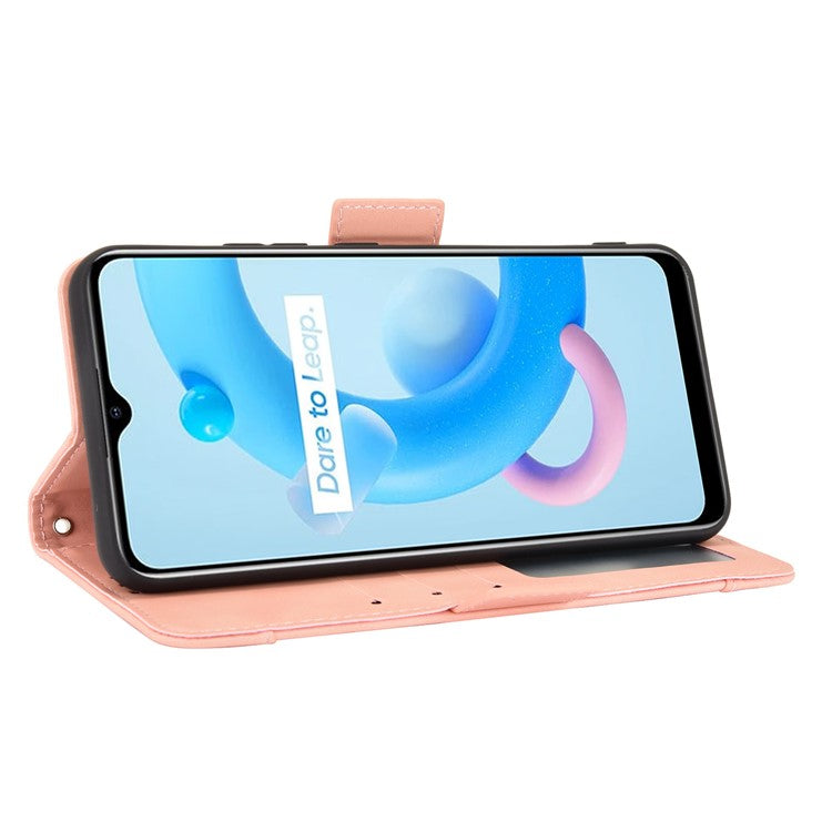 Multiple Card Slots Wallet Leather Stand Cover for Realme C11 2021 / C20 / C20A Phone Case - Pink