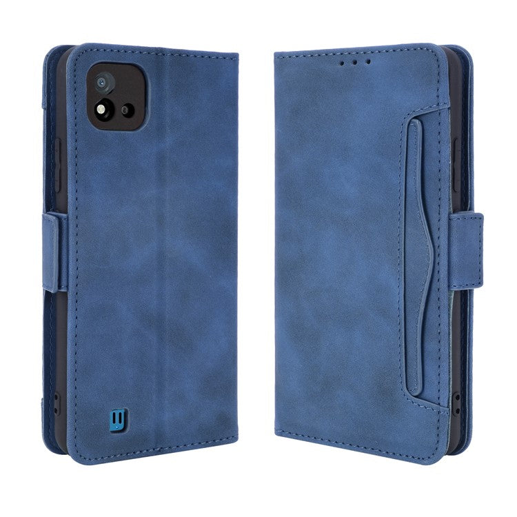 Multiple Card Slots Wallet Leather Stand Cover for Realme C11 2021 / C20 / C20A Phone Case - Blue