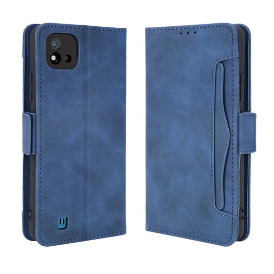 Multiple Card Slots Wallet Leather Stand Cover for Realme C11 2021 / C20 / C20A Phone Case - Blue