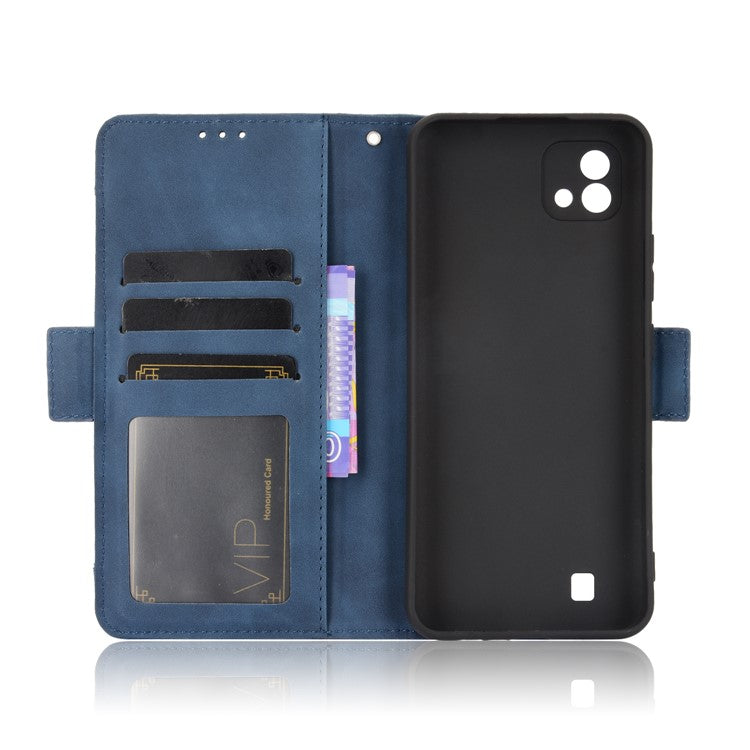 Multiple Card Slots Wallet Leather Stand Cover for Realme C11 2021 / C20 / C20A Phone Case - Blue
