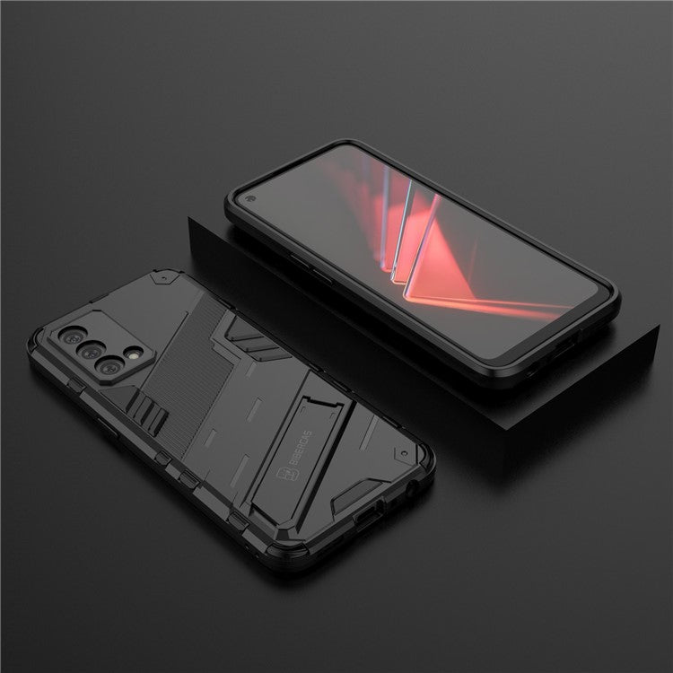 PC + TPU Shockproof Hybrid Case Phone Cover with Foldable Kickstand for Oppo K9 - Black