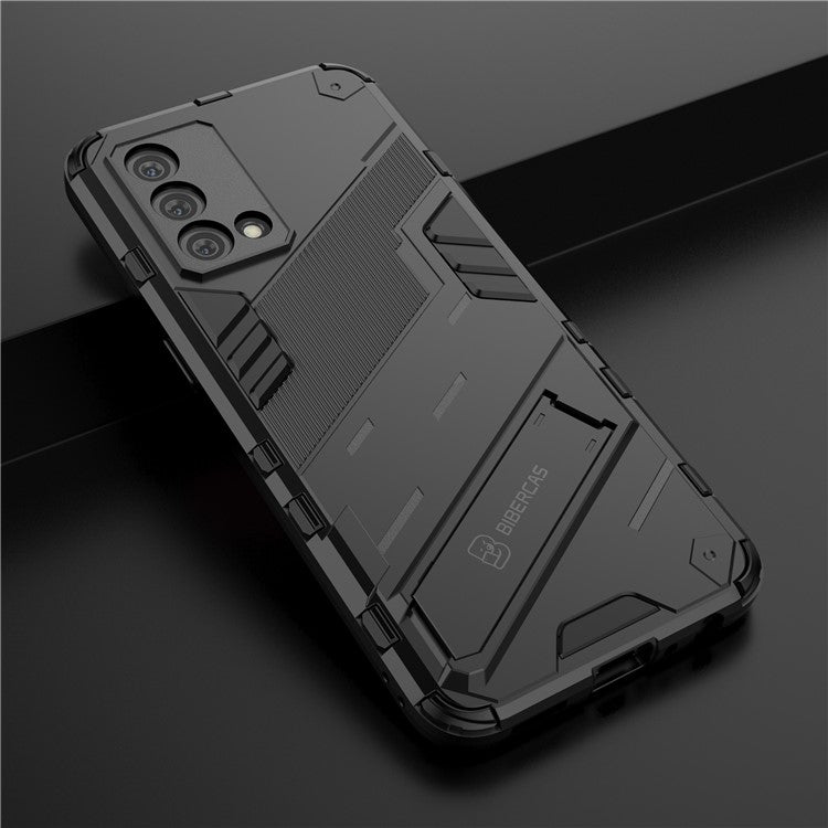 PC + TPU Shockproof Hybrid Case Phone Cover with Foldable Kickstand for Oppo K9 - Black