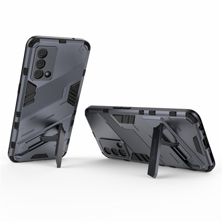 PC + TPU Shockproof Hybrid Case Phone Cover with Foldable Kickstand for Oppo K9 - Dark Blue